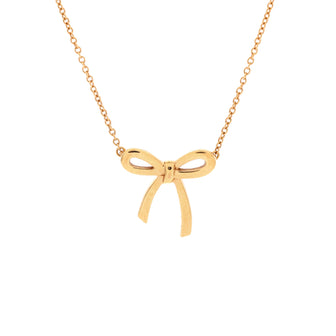Tiffany & Co. Bow Pendant Necklace 18K Rose Gold Mini