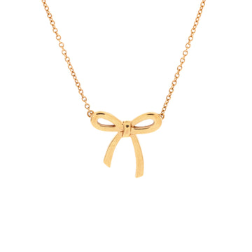 Tiffany & Co. Bow Pendant Necklace 18K Rose Gold Mini
