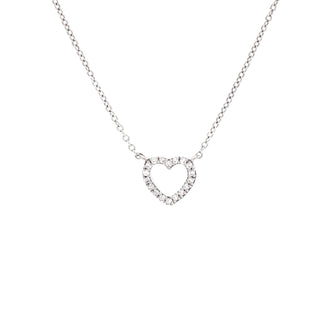 Tiffany & Co. Metro Open Heart Pendant Necklace 18K White Gold and Diamonds Mini