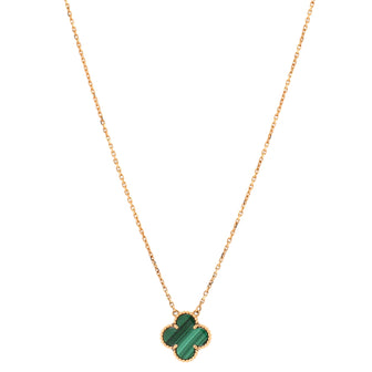 Van Cleef & Arpels Vintage Alhambra Pendant Necklace 18K Yellow Gold and Malachite