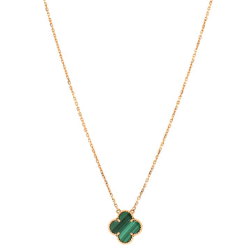 Van Cleef & Arpels Vintage Alhambra Pendant Necklace 18K Yellow Gold and Malachite