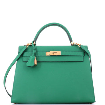 Hermes Kelly Handbag Green Epsom with Gold Hardware 32