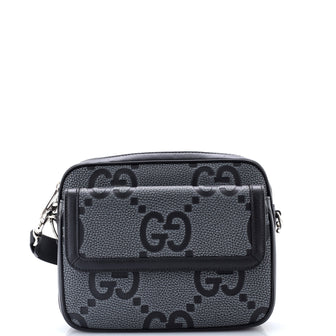 Gucci Front Pocket Crossbody Messenger Jumbo GG Embossed Leather Small
