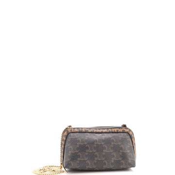 Celine Zip Around Chain Clutch Triomphe Coated Canvas