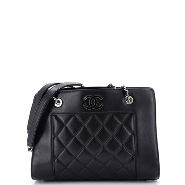 Chanel Mademoiselle Vintage Shopping Tote Quilted Sheepskin Small