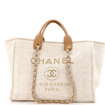 Chanel Deauville Tote Raffia with Glitter Detail Medium