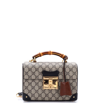 Gucci Padlock Bamboo Shoulder Bag GG Coated Canvas Small
