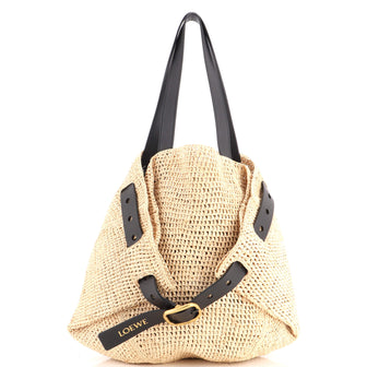 Loewe Paula's Ibiza Punch Hole Tote Raffia with Leather Medium
