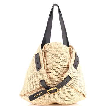 Loewe Paula's Ibiza Punch Hole Tote Raffia with Leather Medium
