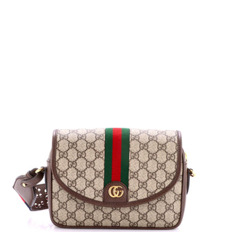 Gucci Ophidia Flap Shoulder Bag GG Coated Canvas Small