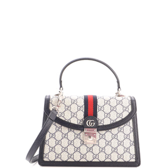 Gucci Ophidia Flap Top Handle Bag GG Coated Canvas Small