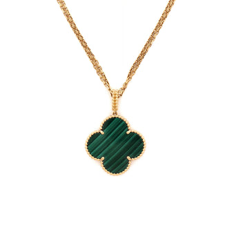 Van Cleef & Arpels Magic Alhambra Pendant Long Necklace 18K Yellow Gold and Malachite