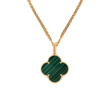 Van Cleef & Arpels Magic Alhambra Pendant Long Necklace 18K Yellow Gold and Malachite