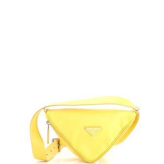 Prada Triangle Logo Zip Around Shoulder Bag Saffiano Leather