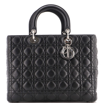 Christian Dior Vintage Lady Dior Bag Cannage Quilt Lambskin Large