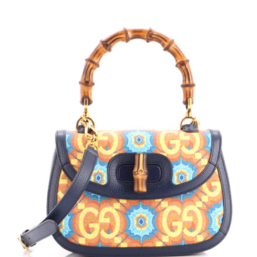 Gucci Bamboo 1947 Top Handle Bag Kaleidoscope Print GG Coated Canvas Medium