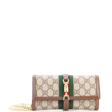 Gucci Jackie 1961 Continental Chain Wallet GG Coated Canvas