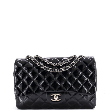 Chanel Vintage Classic Single Flap Bag Quilted Patent Jumbo