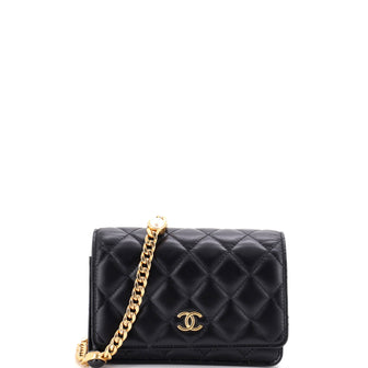Chanel Resin Pearl Chain Flap Bag Quilted Lambskin Mini