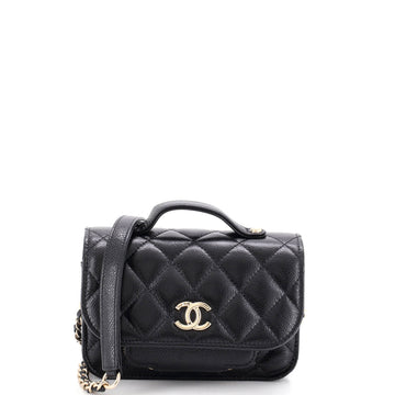 Chanel Business Affinity Flap Clutch with Chain Quilted Caviar