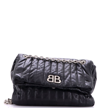 Balenciaga Monaco Chain Flap Shoulder Bag Quilted Leather Medium