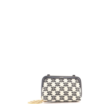 Celine Zip Around Chain Clutch Triomphe Canvas