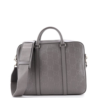 Gucci Briefcase GG Embossed Perforated Leather Medium
