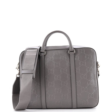 Gucci Briefcase GG Embossed Perforated Leather Medium
