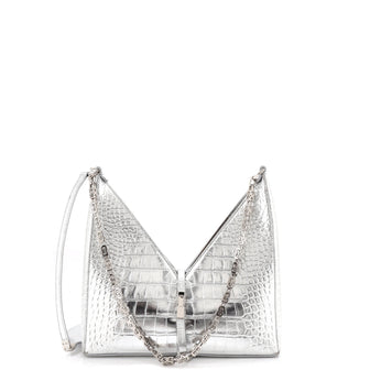 Givenchy Cut Out Shoulder Bag Crocodile Embossed Leather Small