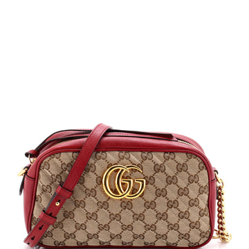 Gucci GG Marmont Shoulder Bag Diagonal Quilted GG Canvas with Leather Small