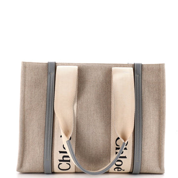 Chloe Woody Tote Canvas with Leather Medium