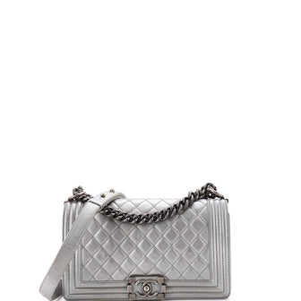 Chanel Boy Flap Bag Quilted Calfskin Old Medium