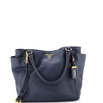 Prada Side Pocket Convertible Tote Vitello Daino Large