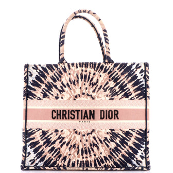 Christian Dior Book Tote Embroidered Canvas Large