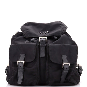 Prada Double Front Pocket Backpack Re-Nylon with Leather Medium