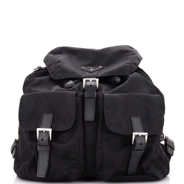 Prada Double Front Pocket Backpack Re-Nylon with Leather Medium