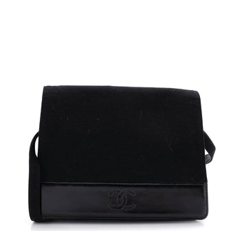 Chanel Vintage CC Flap Shoulder Bag Jersey with Patent Medium