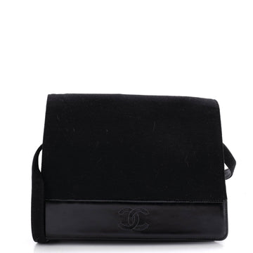 Chanel Vintage CC Flap Shoulder Bag Jersey with Patent Medium
