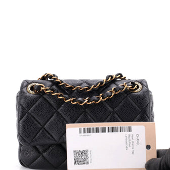 Chanel Textured CC Classic Single Flap Bag Quilted Caviar Mini