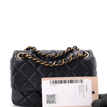 Chanel Textured CC Classic Single Flap Bag Quilted Caviar Mini