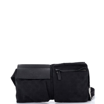Gucci Vintage Double Belt Bag GG Canvas with Leather Small