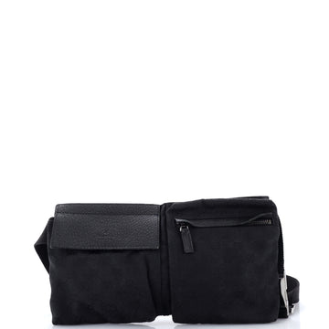 Gucci Vintage Double Belt Bag GG Canvas with Leather Small