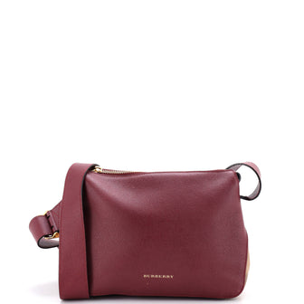 Burberry Helmsley Crossbody Bag Leather with House Check Canvas Small