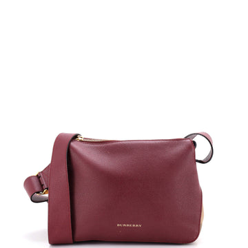 Burberry Helmsley Crossbody Bag Leather with House Check Canvas Small