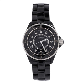 Chanel J12 Automatic Watch Ceramic and Stainless Steel with Diamond Markers 38