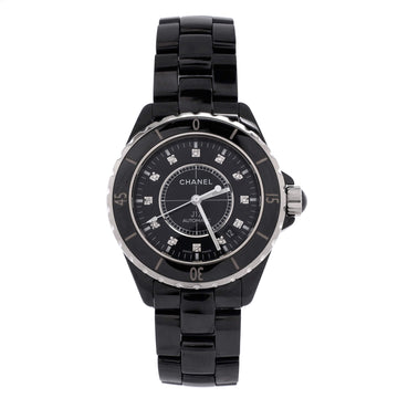 Chanel J12 Automatic Watch Ceramic and Stainless Steel with Diamond Markers 38