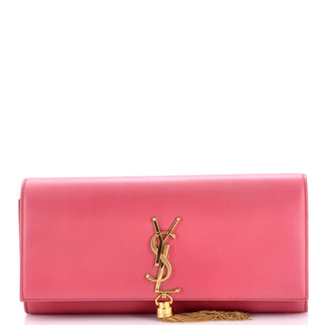 Saint Laurent Classic Monogram Tassel Clutch Leather Long