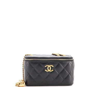Chanel All Slide Long Vanity Case with Chain Quilted Lambskin Small