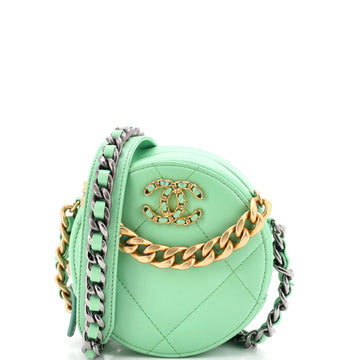 Chanel 19 Round Clutch with Chain Quilted Leather