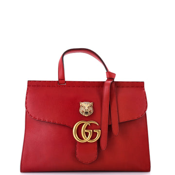 Gucci GG Marmont Animalier Top Handle Bag Leather Medium